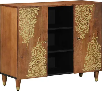 Produktbild von Sideboard mit Regal Braun 90 x 33 x 75 cm Massivholz Mango