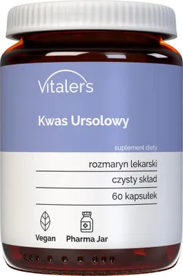 Obrázek produktu pro Vitaler's kyselina ursolová – 60 kapslí, veganské, 2měsíční dávka, bez konzervantů, čisté složení