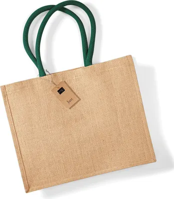 Produktbild von Westford Mill Jute-Einkaufstasche, 21 Liter BC1542 (Einheitsgröße) (Natur /Grün)