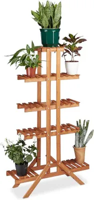 Zdjęcie produktu dla Podwyższona grządka 5-poziomowa, drewniana, do użytku wewnątrz – ok. 1425 x 83 x 285 cm, jasnobrązowa
