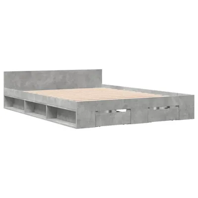 Produktbild von Bettgestell mit Schubladen Betongrau 150x200 cm Holzwerkstoff