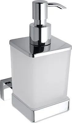 Produktbild von BASA Seifenspender Messing Milchglas Chrom 60x165x95 mm, 200 ml für Bad & Küche >> zum Bohren