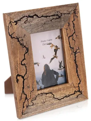 Produktbild von Orion | Bilderrahmen - 10x15 cm - Mangoholz - Fotorahmen mit Brandmuster MANGO