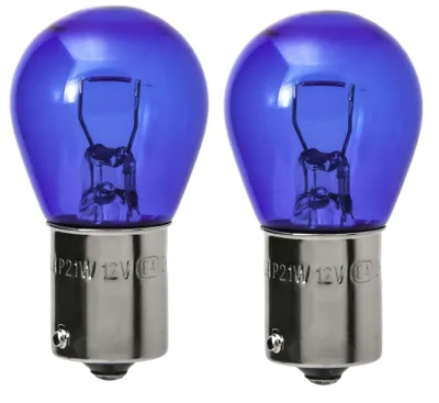 2x BA15s 21W 12V Xenon Optik Super White Birnen Lampen Blaues Glas für PKW – Produktansicht