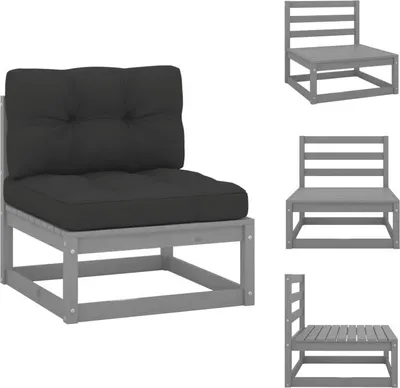 Image de vidaXL Canapé central de jardin avec coussin anthracite gris pin massif - éléments de canapés de jardin