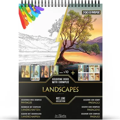 Productafbeelding van Kleurboek voor Volwassenen Landschappen, Papier 200 g/m²