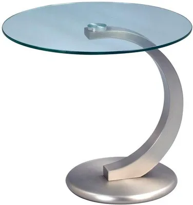 Productafbeelding van SnelShoppen - Bijzettafel Cupido 50 cm - Roestvrij Stalen Look - Veiligheidsglas Dekplaat - Hoogte 46 cm - Moderne Tafel voor Woonkamer, Slaapkamer of