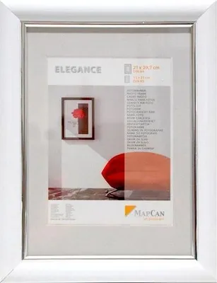 Produktbild von Kunststoff Bilderrahmen Elegance weiß-metallic-silber, 13 x 18 cm