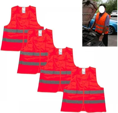 Produktbild von 4x IWH Warnweste Sicherheitsweste orange DIN EN471 Pannenweste Unfallweste