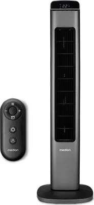 Produktbild von MEDION P15 TF Turmventilator mit Fernbedienung (5 Geschwindigkeitsstufen, leiser Schlafmodus, 45 Watt Leistung, Automatische 80° horizontale Oszillation, LED Display, MD10809) Anthrazit