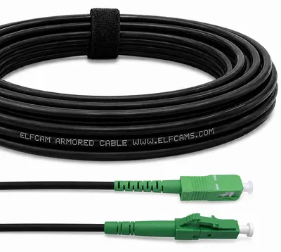 Immagine prodotto di Elfcam® - Cavo in fibra ottica monomodale simplex, 10 metri, con armatura, connettori LC/APC su SC/APC