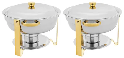 Image de Ensemble de chafing dishes pour buffet - Ensemble de réchauds - Acier inoxydable - Récipients de maintien au chaud pour buffet - Idéal pour la restauration, les hôtels et le catering