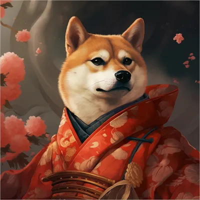Produktbild von Wallario Premium Glasbild, freischwebende Optik, kräftige Farben, Größe 50 x 50 cm Motiv Samurai Shiba