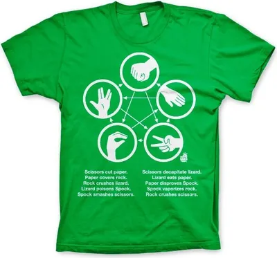 Produktbild von Sheldons Rock-Paper-Scissors-Lizard Game T-Shirt - Small - Green