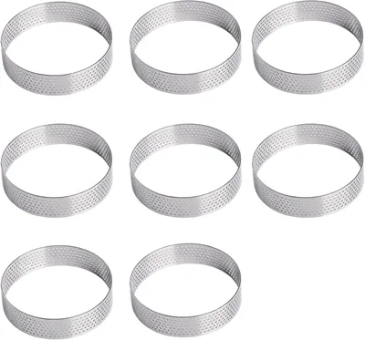 Produktbild von 8 Pcs Dessert Ringe 8 cm, Crumpet Ringe Backform Set, Edelstahl Kuchenformen, für Kuchen, Muffins
