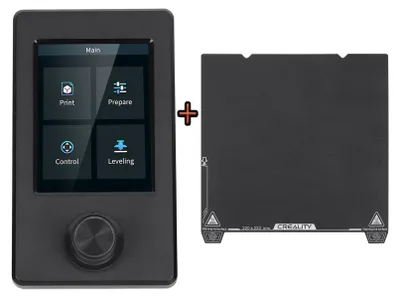 Zdjęcie produktu dla Zestaw wyświetlacza Creality Ender-3V3 SE – inteligentny, kolorowy wyświetlacz LCD HD 3,2 cala + zestaw płyt platformy ze stali sprężynowej Creality 235 x 235 x 2,2 mm
