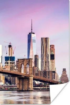 Produktbild von MuchoWow® Poster Brooklyn Bridge und die New Yorker Skyline 40x60 cm - Plakate für die Wand - Poster Babyzimmer