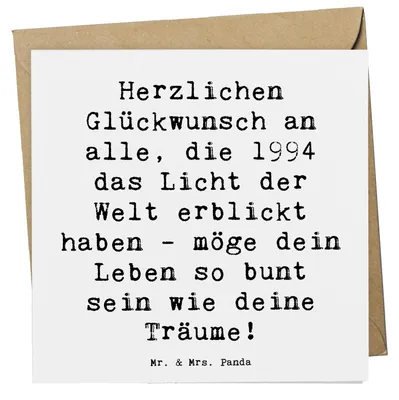 Produktbild von Mr. & Mrs. Panda Klappkarte Spruch 1994 Geburtstag - Weiß - Geschenk, doppelkarte, Happy Birthday, faltkarte, Alter, Glückwunsch, Glückwunschkarte, Grußkarte, feiern