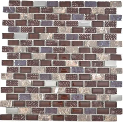 Produktbild von Transluzent Glasmosaik Verbund Stein Stahl braun Wand Fliesenspiegel Küche Bad MOS87-0013_f