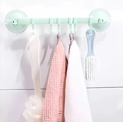 Produktbild von Handtuchhalter ohne Bohren Saugnapf Kunststoff Handtuch Stange Badetuchhalter, Farbe:Grün