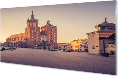 Produktbild von Glasbilder 140x70 Wandkunst Krakau-Kirche Sonnenaufgang
