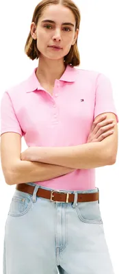 Produktbild von Tommy Hilfiger Damen Poloshirt Kurzarm 1985 Pique Slim Fit, Rosa (Rose Petal), X