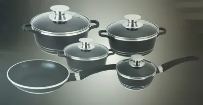 Produktbild von 9tlg Induktion Aluguss Topfset Kochtopf Töpfe + Pfanne