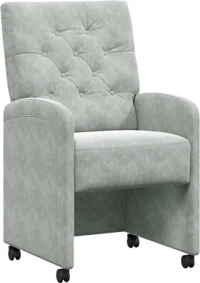 Produktbild von vidaXL Esszimmerstühle mit Rollen 2 pcs Hellgrau 58 x 67 x 97 cm Samt