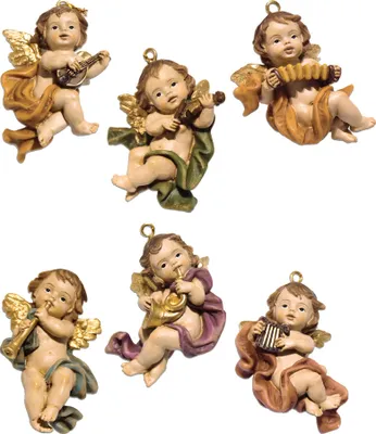 Produktbild von Schutzengel hängend, 6er Set, 5,5 cm, handbemalt, Polyresin Deko