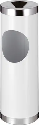 Produktbild von Runder Metall Kombiascher mit ovaler Einwurfsöffnung | 30 Liter, HxØ 72x24cm | Weiß