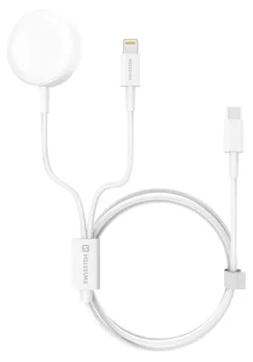 Obrázek produktu pro Kabel USB-C 2 v 1 pro Apple Watch/iPhone a iPad 1,2 m, rychlé nabíjení, Swissten - bílý