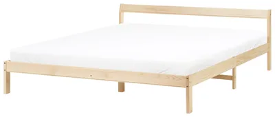 Produktbild von BELIANI Bett Hellbraun Kiefernholz mit Lattenrost 180x200 cm Kopfteil ohne Fußteil Schlicht Skandi Design Schlafzimmer Holzbett Doppelbett