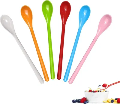 Produktbild von Lieblich Löffel Lang Bunt,6 Stück Plastiklöffel Lang Mehrweg, Lange Eierlöffel Kunststoff, Eislöffel Lang, Marmeladenlöffel Lang, Cocktail Löffel Lang, Joghurtlöffel Lang, Teelöffel Lang（6 Farben）