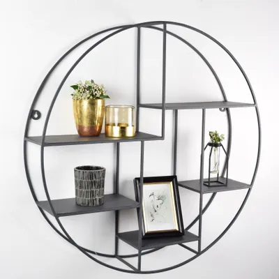 Produktbild von LOFT42 Wally Wandregal rund - Metall - Schwarz - 70x70x15
