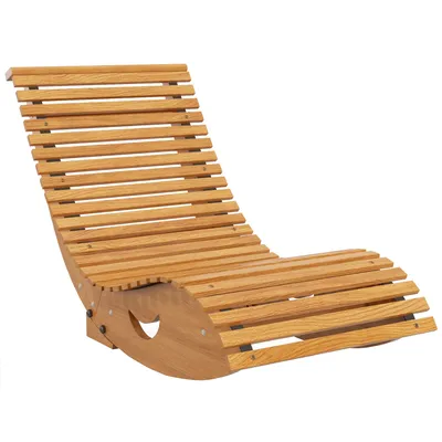 Produktbild von Outsunny Schaukelstuhl, Schaukelliege Holz, Gartenliege, Ergonomisch Schwingstuhl mit S-Form, Kippschutz, bis 120 kg belastbar für Balkon, Terrasse, T