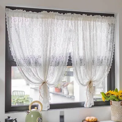 Transparentvorhang Jacquard Blumenmuster 100x140 cm 1 Stück