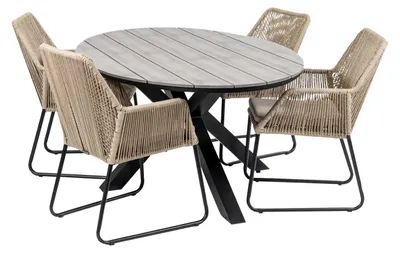 Produktbild von 5-teiliges Gartenset | 4 Mona-Stühle | Limasol Gartentisch 180 cm | Oval