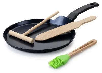 Image de Set de 1 poêle de cuisson 26 cm en aluminium avec 3 ustensiles de cuisine Fackelmann Brandao
