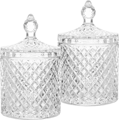 Produktbild von 2er Set 300ml Bonbongläser mit Deckel Kristallglas Süßigkeiten Dose