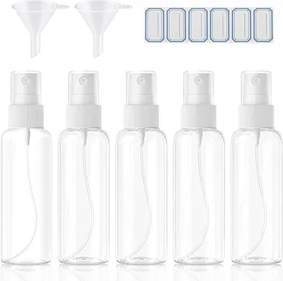 Zdjęcie produktu dla Butelki z Atomizerem 100 ml 5 szt Spray Wielorazowe z Etykietami
