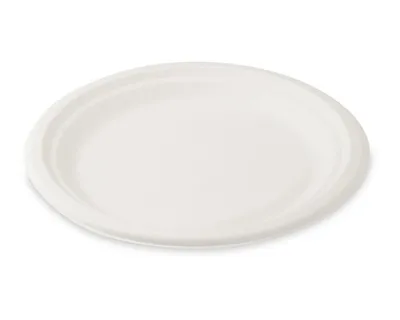 Produktbild von 50x  Grillteller Fleischteller rund aus Zuckerrohr Bagasse Ø 22 cm