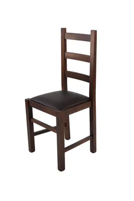 Produktbild von t m c s Tommychairs - Stuhl RUSTICA für Küche und Esszimmer, robuste Struktur aus Buchenholz, in der Farbe Dunkles Nussbraun lackiert und gepolsterte Sitzfläche mit Kunstleder in der Farbe Mokka bezogen
