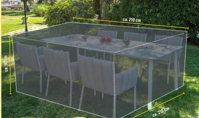 Produktbild von Kinzo Gartengarnitur Abdeckung – 210 x 210 x 90 cm – Wasserabweisend – Universell – mit Kordelzug