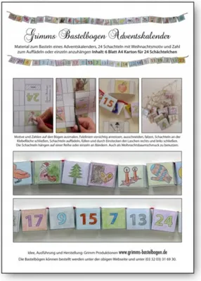 Produktbild von Bastelbogen Adventskalender