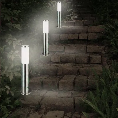 Image de Monzana Lampadaire Dahlia Argent Luminaire extérieur E27 lampe sur pied Acier inoxydable jardin IP44 allée