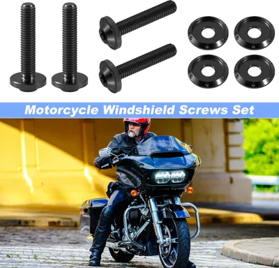Image de 4x Visière En Titane Ensemble De Vis Pour Pare-Brise, Boulons De Pare-Brise De Moto Pour Harley-Davidson Touring FLTRX Road Glide 2015-2023 Road Glide Special FLTRXS Noir