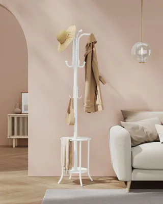 Obrázek produktu pro SONGMICS Stojanový věšák na oblečení 12 háčků, bílý kov 40 x 40 x 175 cm