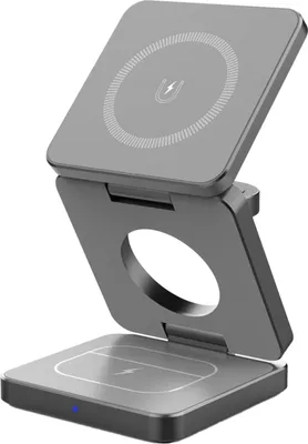 Zdjęcie produktu dla bezprzewodowa stacja ładująca 3 w 1 15 W do smartfonów, magnetyczna, składana, podstawka, do zegarków, słuchawek, wielu urządzeń, podróżna stacja ładująca - tworzywo sztuczne