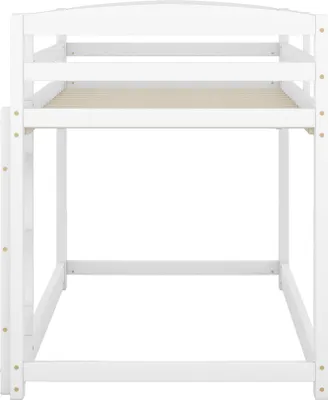 Produktbild von MODFU Etagenbett Kinderbett 90x200cm mit Lattenrost(Unterbett ohne Lattenrost), Hochbett mit Rausfallschutz (ohne Matratze), Weiß, Massivholzrahmen