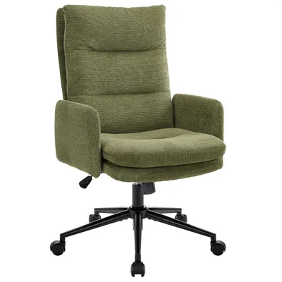 Produktbild von IWMH Bürostuhl, Drehstuhl mit höher Rückenlehne, Höhenverstellbar Stuhl mit Rollen und Armlehne für Schminktisch Schreibtisch - Samt - Grün